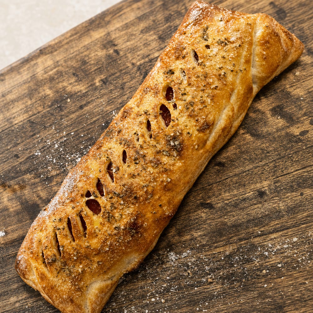 Broccoli, Garlic & Mozzarella Stromboli.